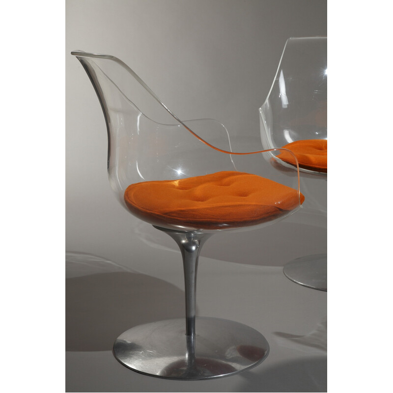 Champagne armchair in plexiglas and aluminum, Estelle and Erwin LAVERNE - 1970s