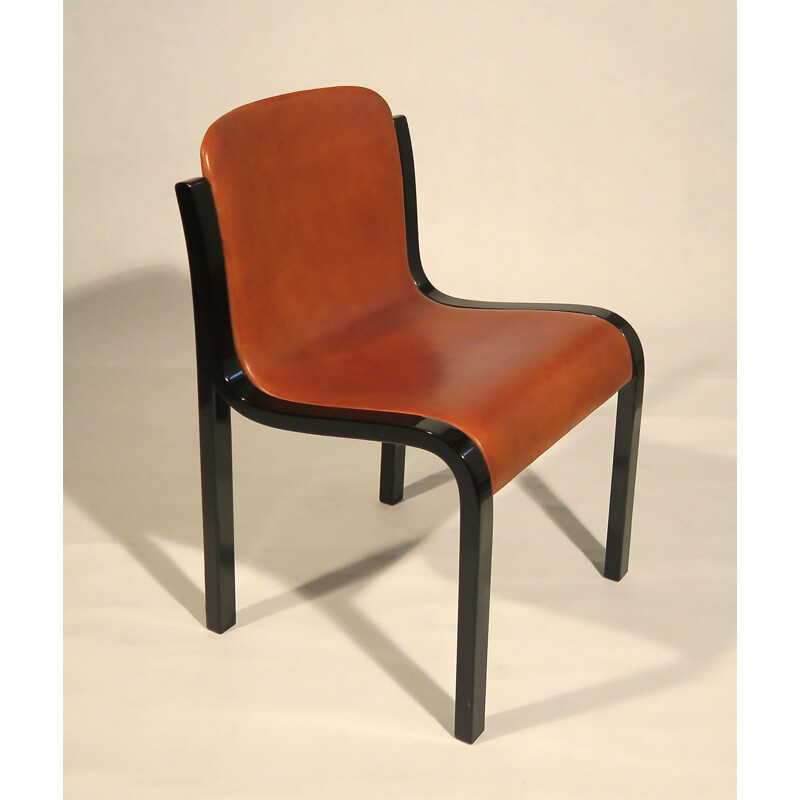 Set of 4 MITO leather chairs by Carlo Bartoli