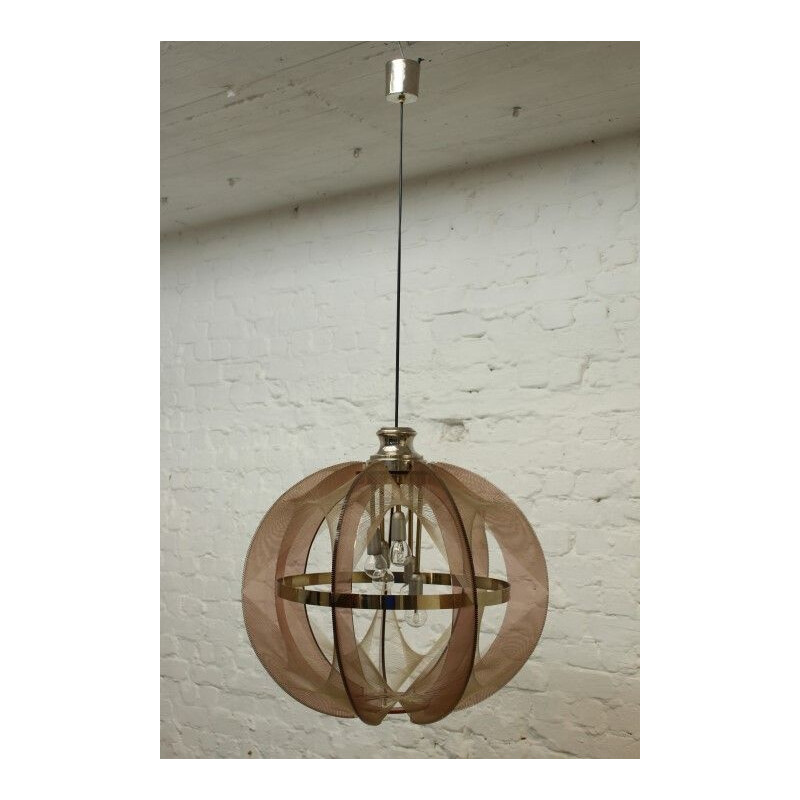 Vintage perspex and nylon hanging lamp for Sompex 1960