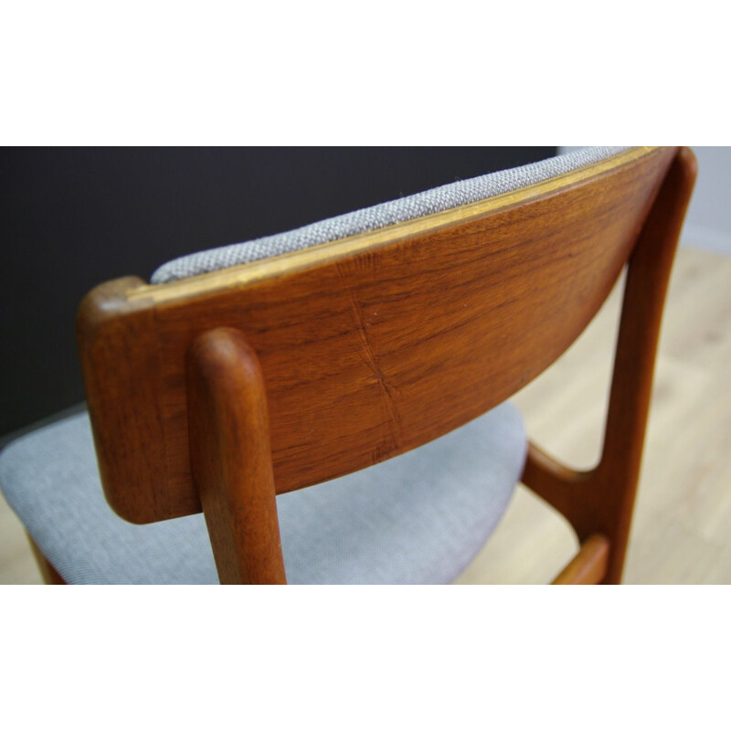 Set of 5 vintage danish chairs for T.S.M in teak and gray fabric