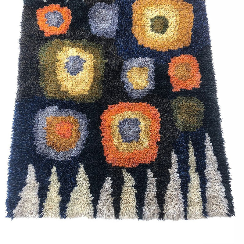 Tapis vintage scandinave pop art multicolore en coton