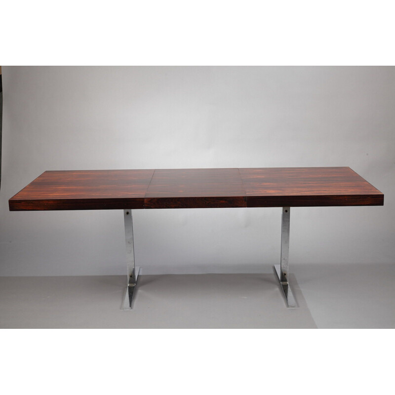 Vintage scandinavian dining set in rosewood and leather 1960