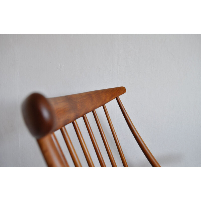 Vintage scandinavian rocking chair for Niels Eilersen in beechwood and mahogany