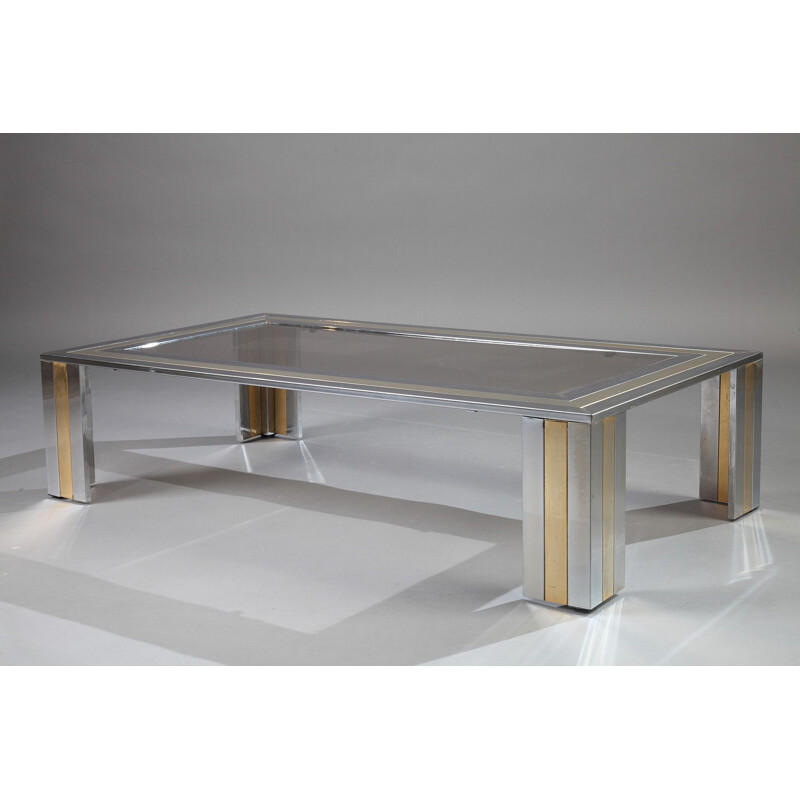 Vintage italian table in chrome and metal 1970