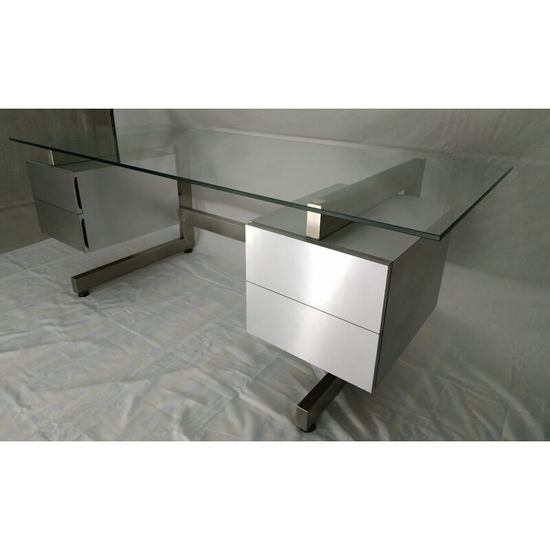 Vintage grey metal desk 1970s