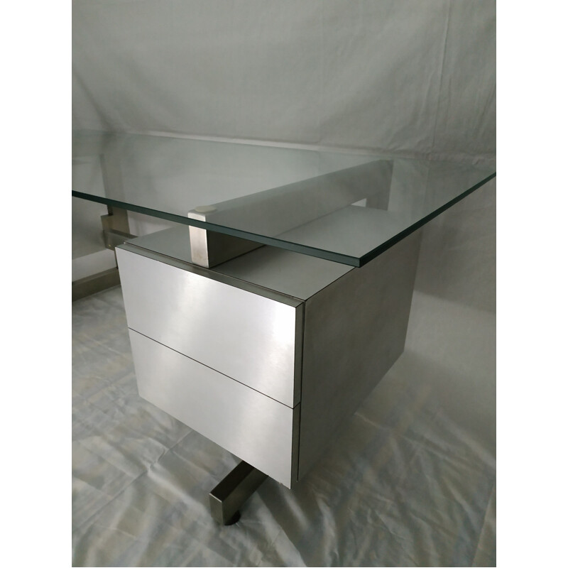 Vintage grey metal desk 1970s