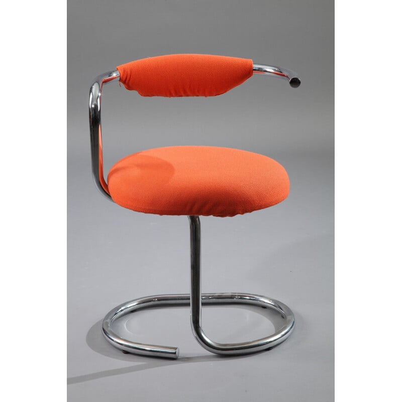 Set of 4 vintage orange chairs by Giotto Stoppino in tubular steel