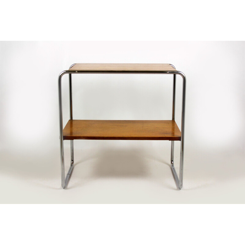 Table vintage B12 pour Thonet en acier et bois 1930