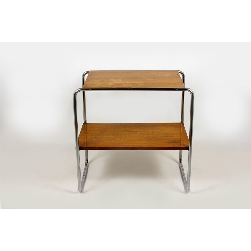 Vintage B12 table for Thonet in steel and wood 1930