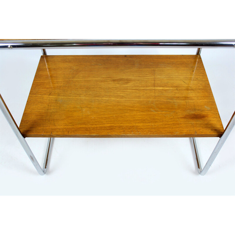 Table vintage B12 pour Thonet en acier et bois 1930