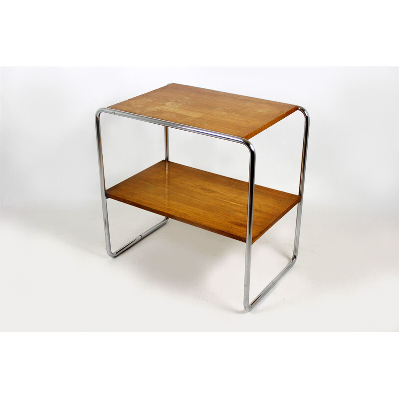 Vintage B12 table for Thonet in steel and wood 1930