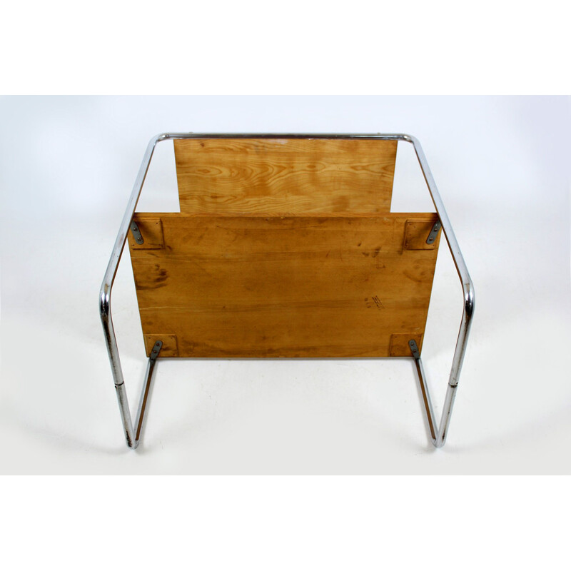 Table vintage B12 pour Thonet en acier et bois 1930