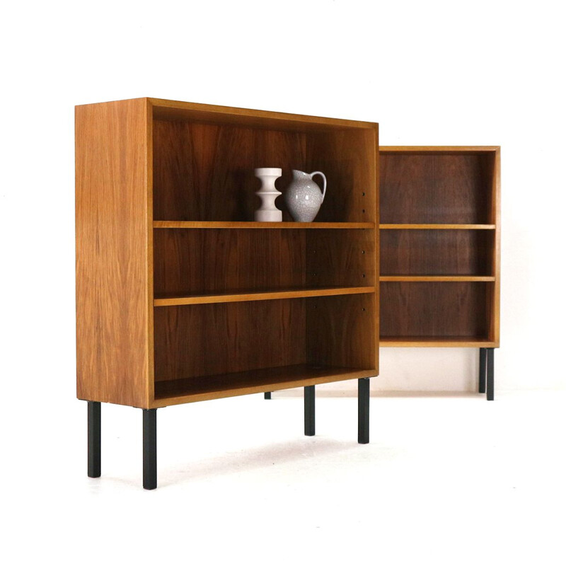 Vintage bookshelf in walnut and steel