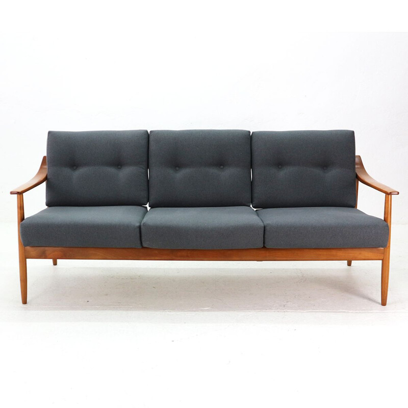 Vintage 3-seater sofa in grey fabic by Wilhelm Knoll