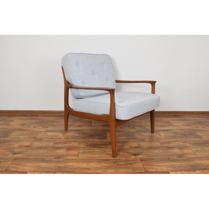 Grey armchair in teak by Eugen Schmidt for Soloform
