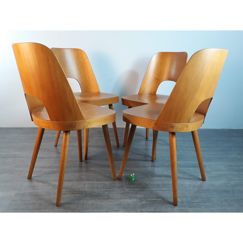 Set of 4 chairs in beechwood by Oswald Haerdtl