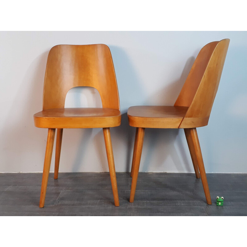 Set of 4 chairs in beechwood by Oswald Haerdtl