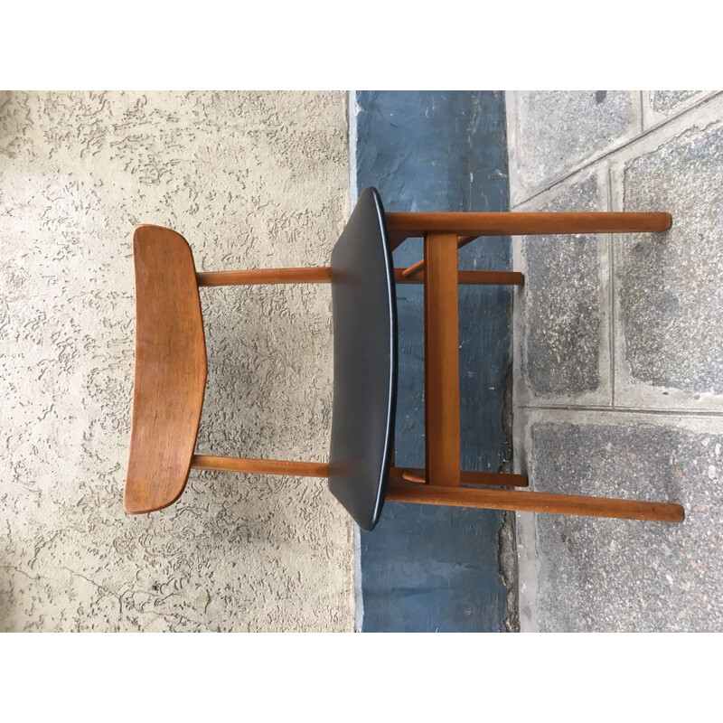 Chaise vintage en skaï noir par Farstrup
