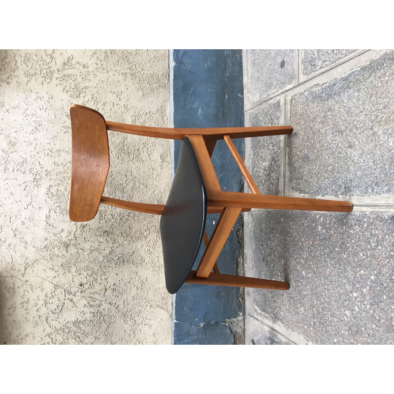 Chaise vintage en skaï noir par Farstrup