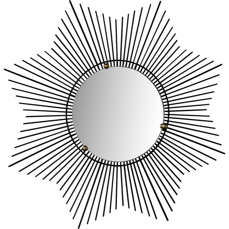 Vintage Sun mirror in black metal