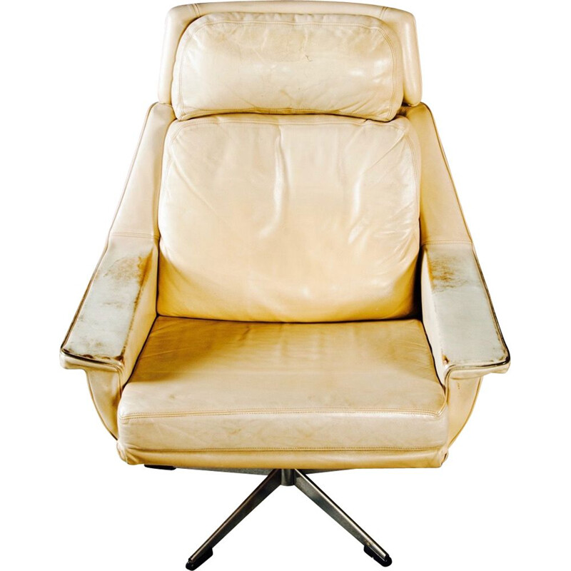 Vintage swiveling armchair in leather and metal 1960