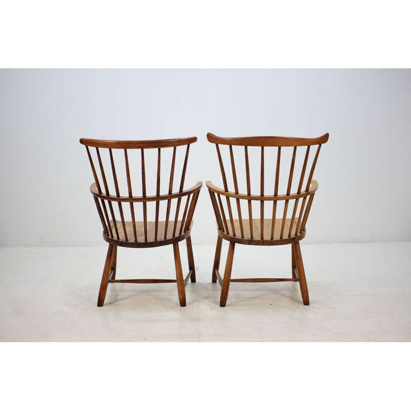 Paire de fauteuils vintage Windsor pour Fritz Hansen en hêtre 1950
