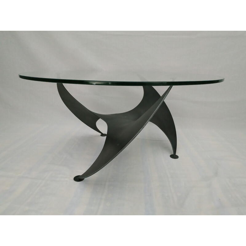 Table vintage Hélice en métal gris 1970