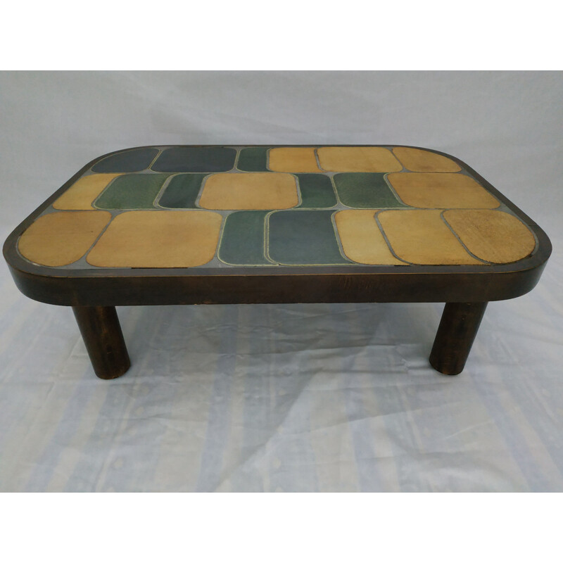 Table basse vintage Shogun en céramique marron 1960