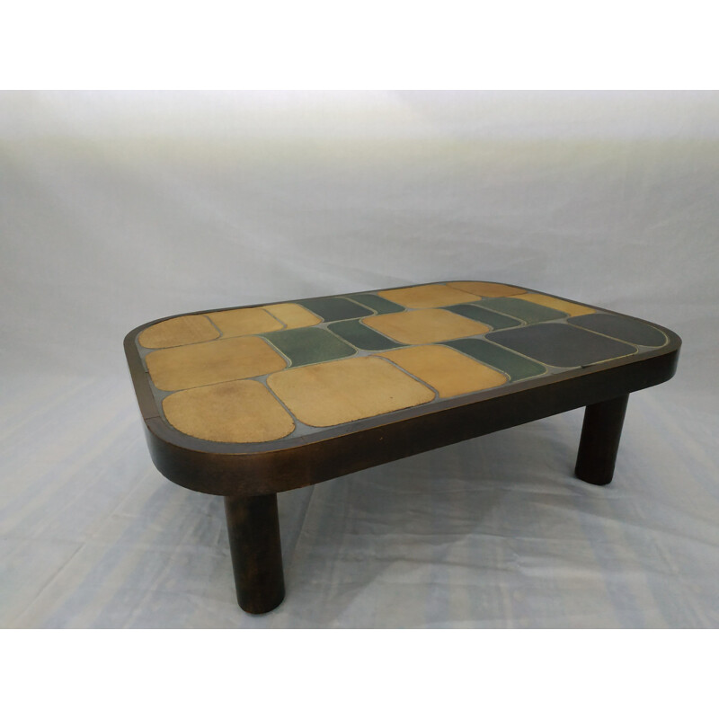 Vintage Shogun coffee table in brown ceramic 1960
