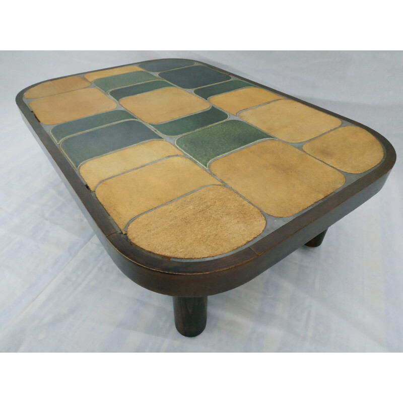 Table basse vintage Shogun en céramique marron 1960