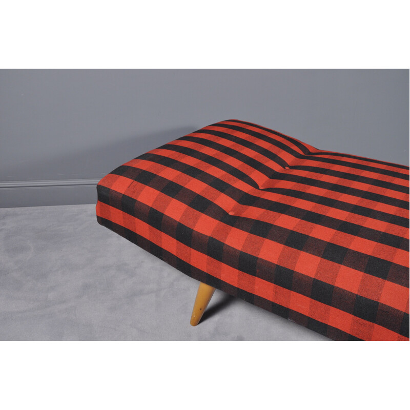 Vintage german black and red daybed in wool and beechwood 1970