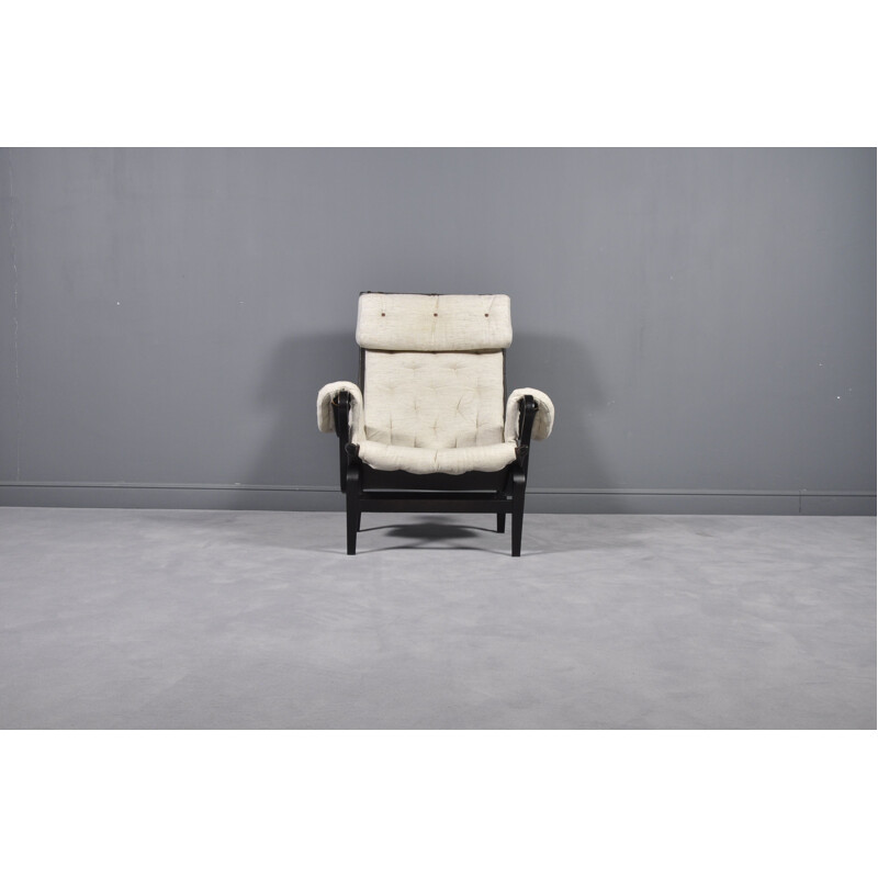 Fauteuil vintage Pernilla pour Dux en tissu beige 1969