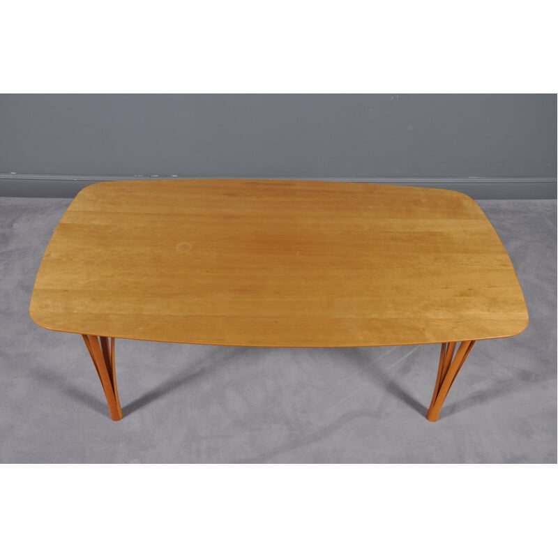 Vintage Super Ellipse danish table for Gansgo in beechwood 1960