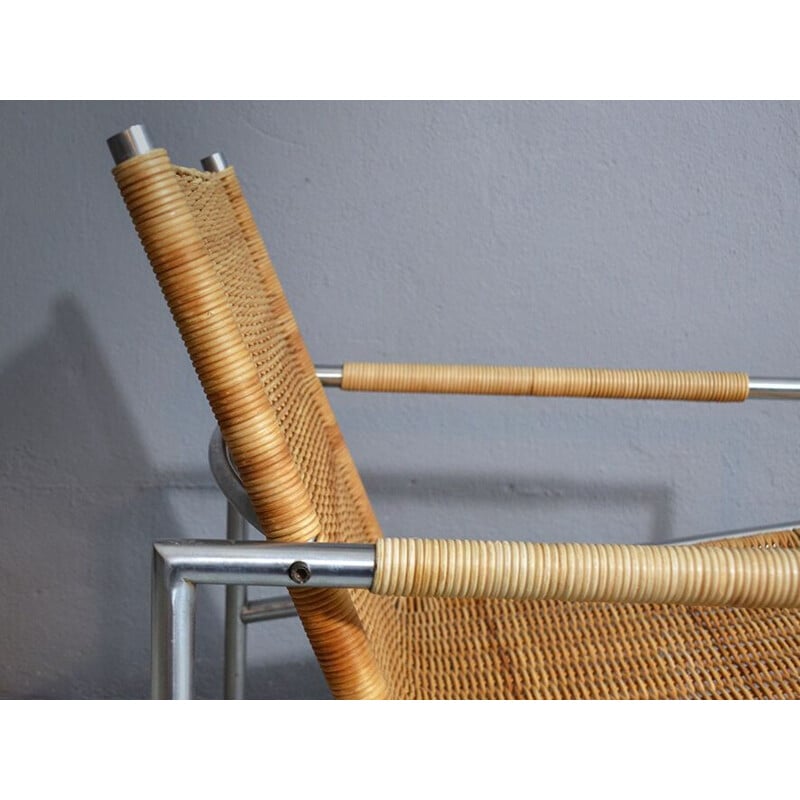 Vintage SZ01 armchair for Spectrum in rattan and metal 1960