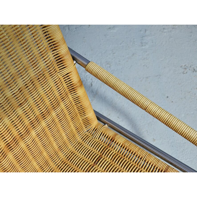 Vintage SZ01 armchair for Spectrum in rattan and metal 1960