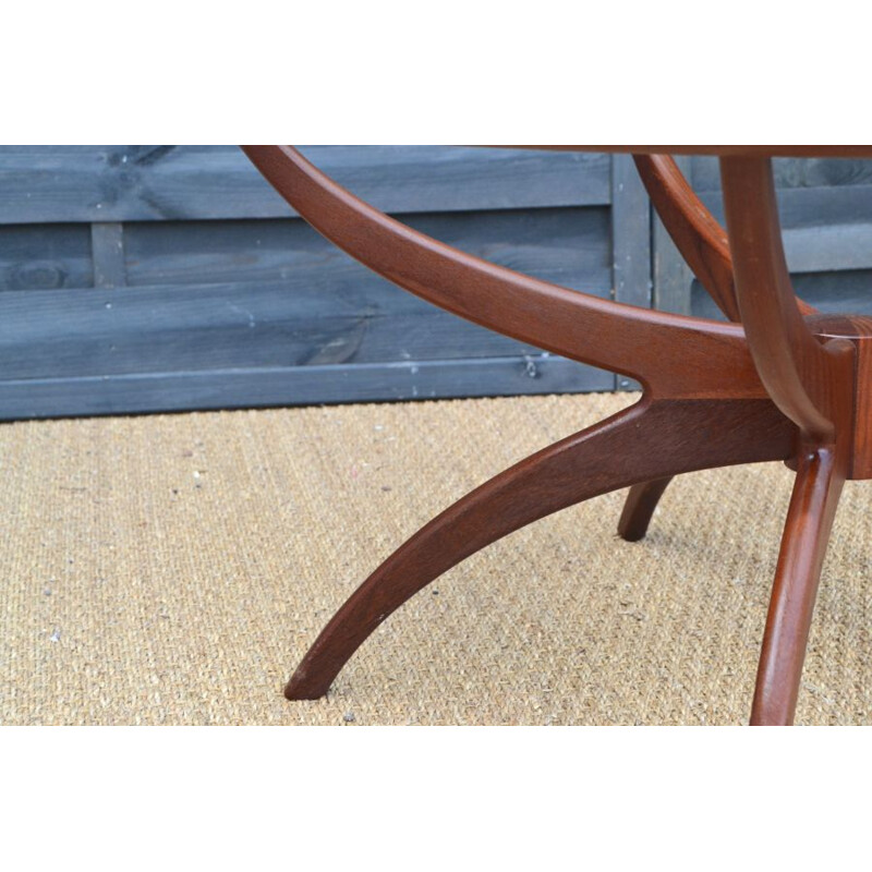 Table vintage Spider pour G-Plan en teck et verre 1960