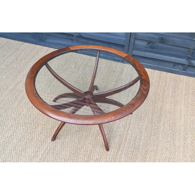 Table vintage Spider pour G-Plan en teck et verre 1960