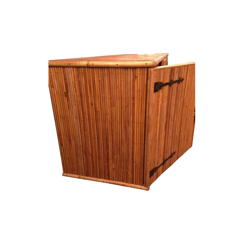 Vintage sideboard by Audoux Minet in bamboo 1950