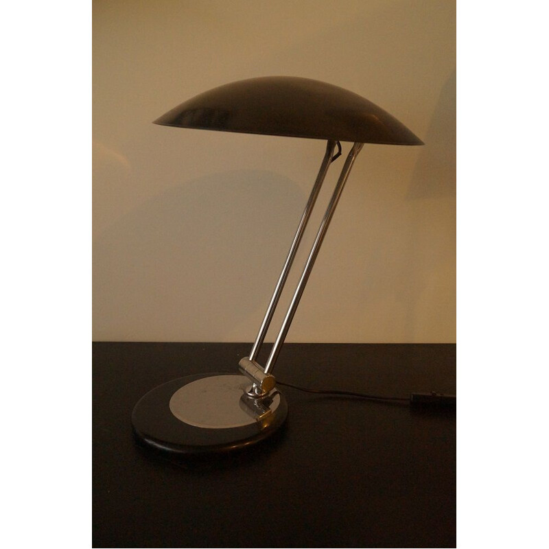 Lampe vintage Soucoupe pour Aluminor France en métal noir 1970