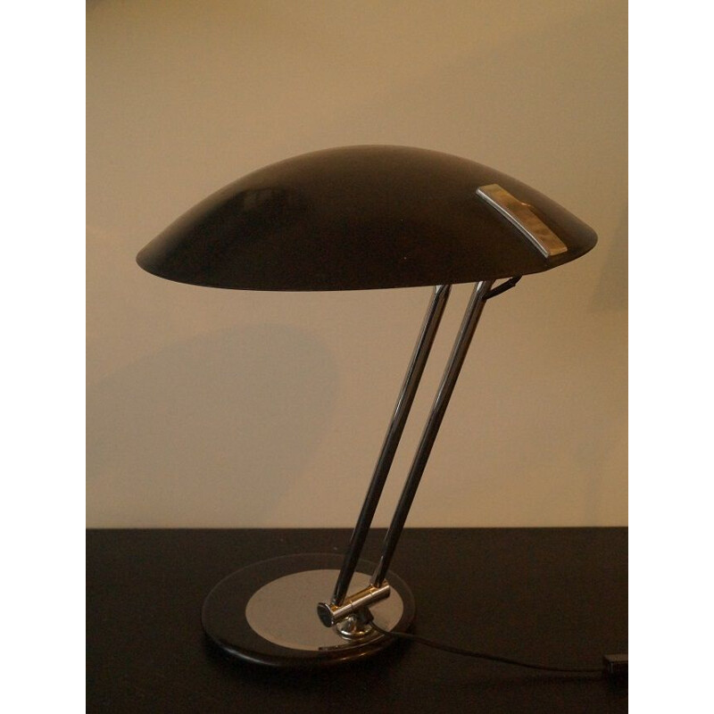 Vintage Soucoupe lamp for Aluminor France in black metal 1970