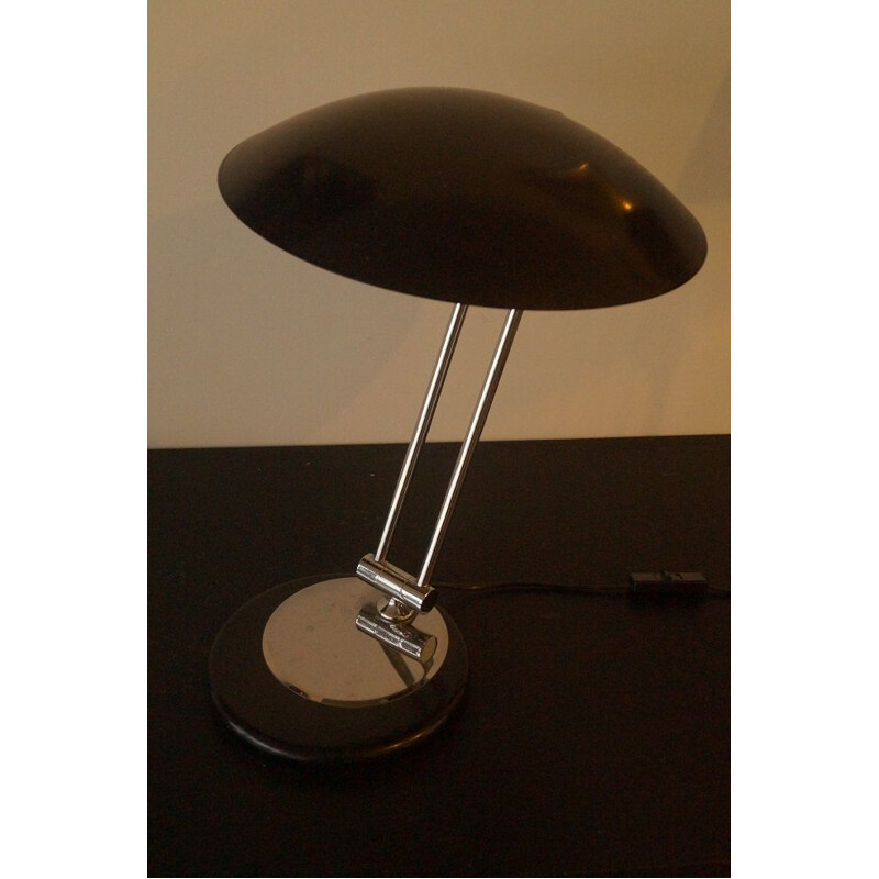 Vintage Soucoupe lamp for Aluminor France in black metal 1970