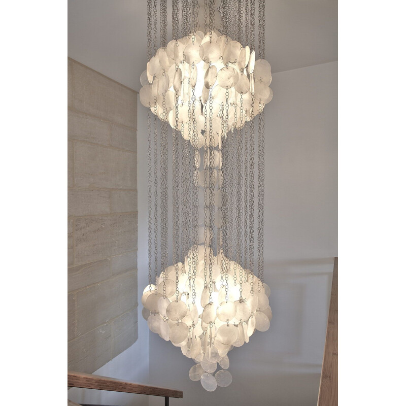 Vintage Fun hanging lamp for Verner Panton in mother-of-pearl 1960