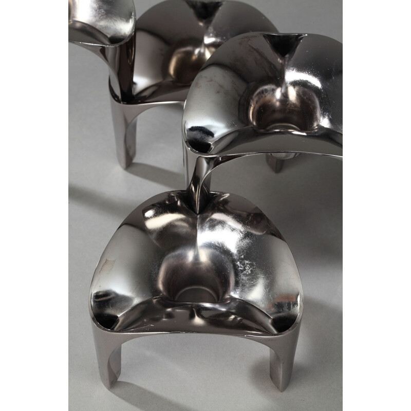 9 adjustable candlesticks in chromed metal, NAGEL Germany