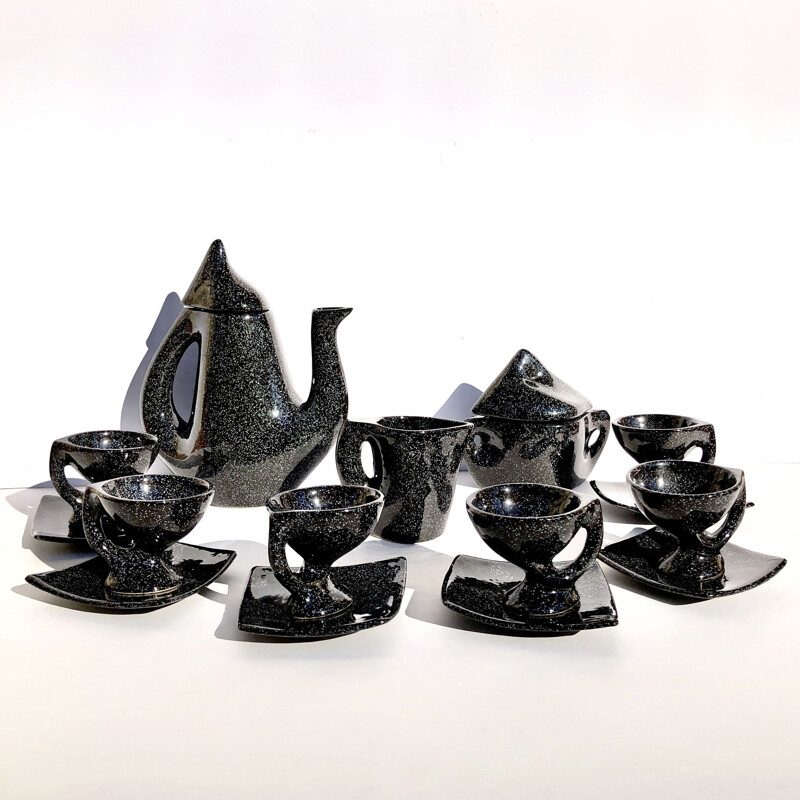 Black tea set in ceramic of Vallauris