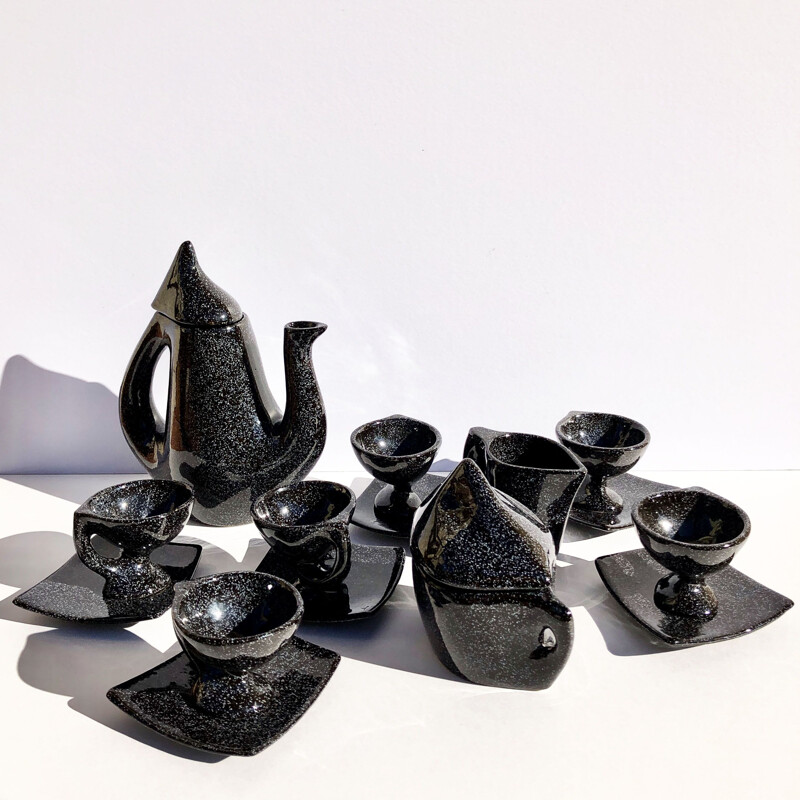 Black tea set in ceramic of Vallauris