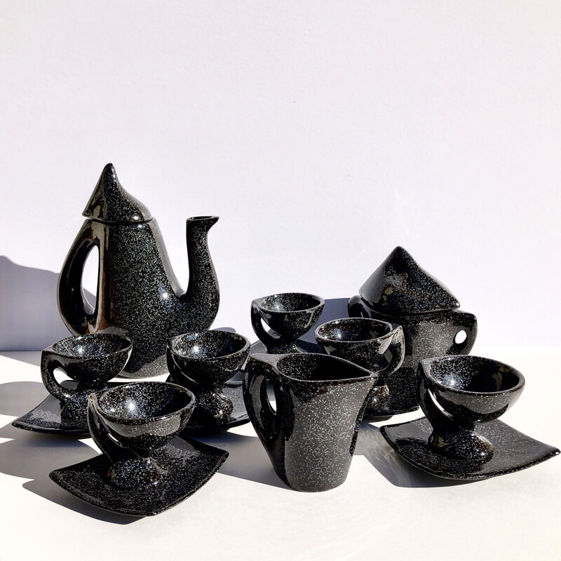 Black tea set in ceramic of Vallauris