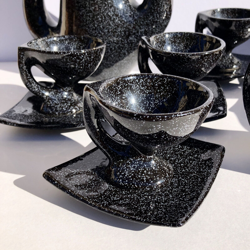 Black tea set in ceramic of Vallauris