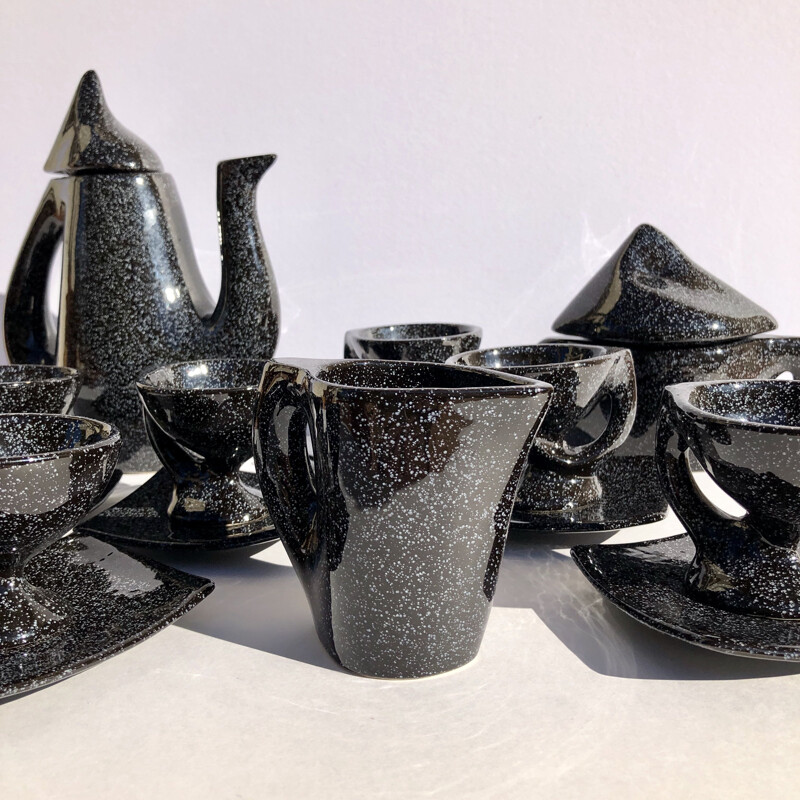 Black tea set in ceramic of Vallauris