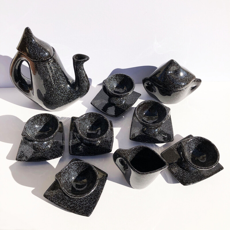 Black tea set in ceramic of Vallauris