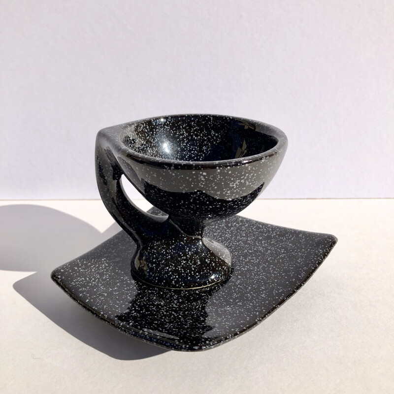 Black tea set in ceramic of Vallauris